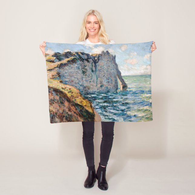 The Cliff of Aval, Monet Fleece Blanket (In Situ)