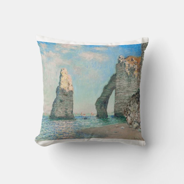 The Cliffs at Etretat 1885 by Claude Monet Throw Pillow (Front)