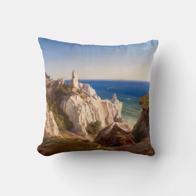 The Cliffs of the Island of Mon by Louis Gurlitt Throw Pillow (Front)