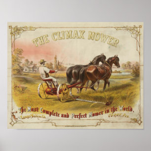 The Climax Mower Ad Vintage Art Poster Print