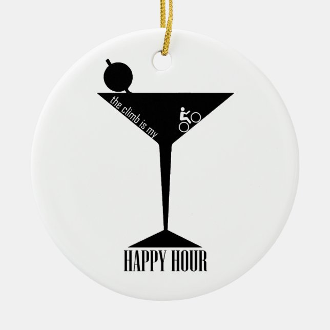 The Climb Is My Happy Hour Ceramic Ornament (Front)
