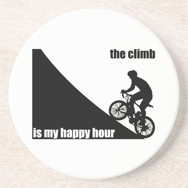 The Climb Is My Happy Hour Sandstone Coaster (Front)