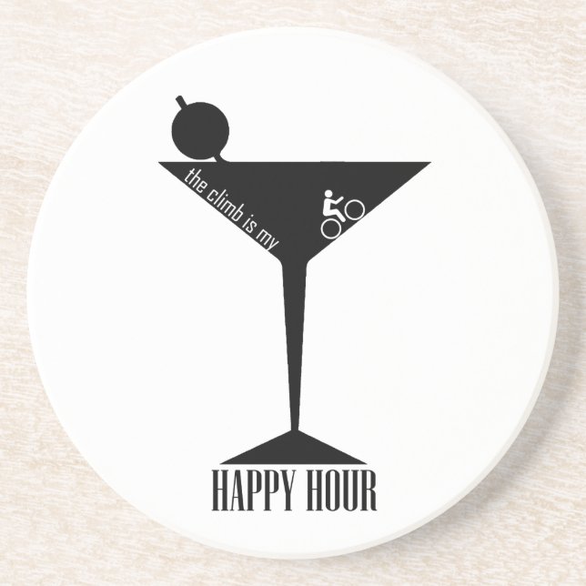 The Climb Is My Happy Hour Sandstone Coaster (Front)