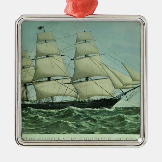 The Clipper ship 'Highflyer', 1111 tons Metal Ornament (Front)