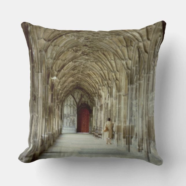 The Cloisters of Gloucester Cathedral, 12th centur Throw Pillow (Front)