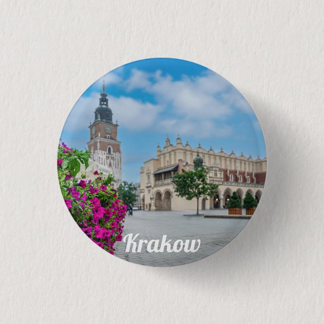 The Cloth Hall in main square in Krakow, Poland Button (Front)