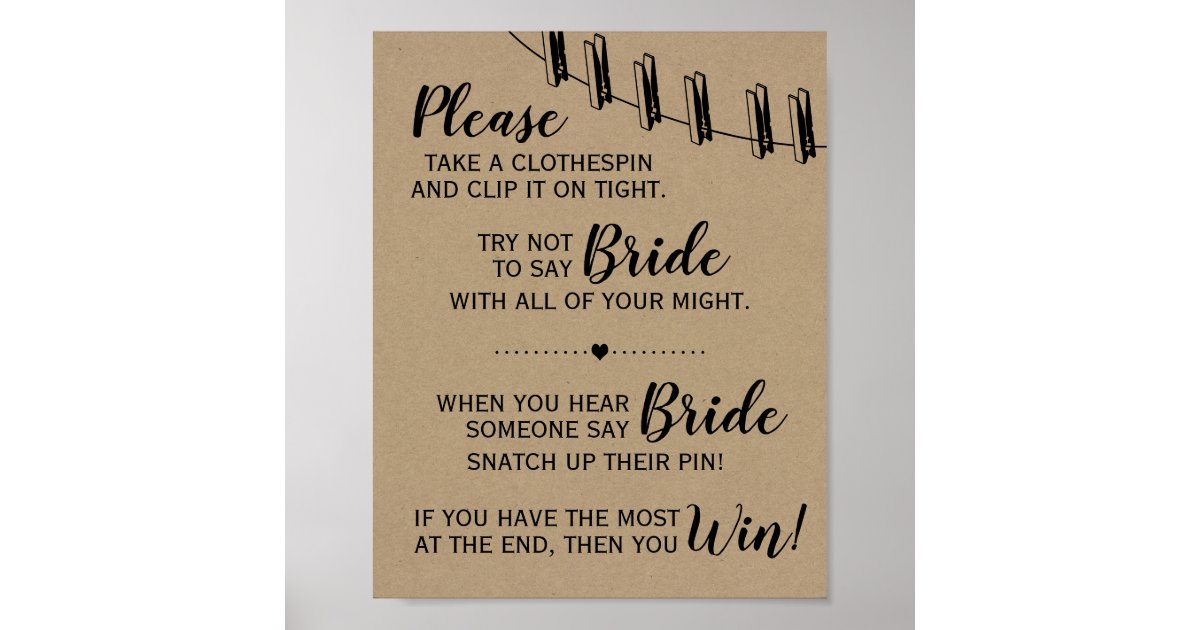 Clothespin Bridal Shower Game Printable Free
