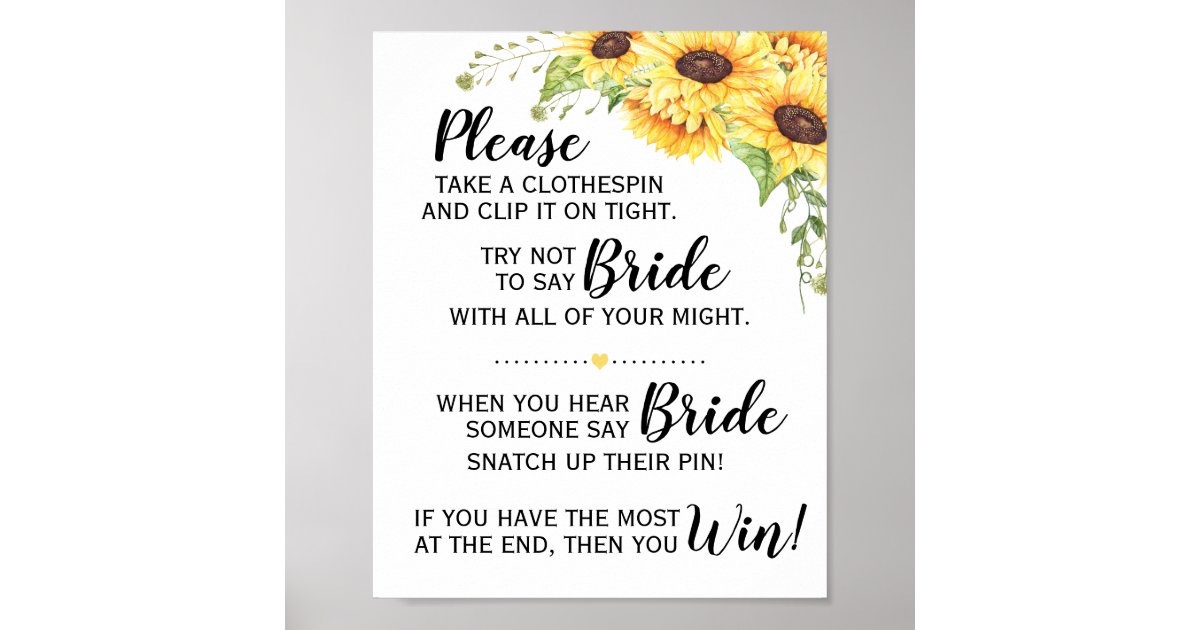 The Clothespin Game Bridal Shower Sunflowers Sign Zazzle the-clothespin-game-bridal-shower-sunflowers-sign-zazzle