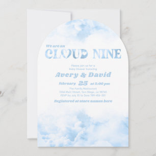 The Cloud Nine Fluffy cloud Baby Boy Shower Invitation
