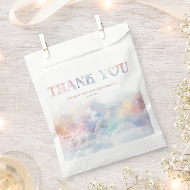 The Cloud Nine Rainbow  fluffy cloud Baby Shower  Favor Bag (Clipped)