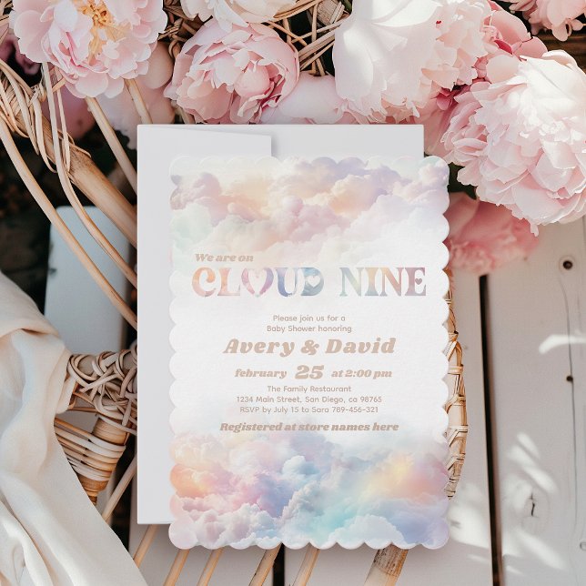 The Cloud Nine Rainbow  fluffy cloud Baby Shower  Invitation (Creator Uploaded)