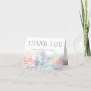 The Cloud Nine Rainbow  fluffy cloud Baby Shower  Letterpress Thank You Card