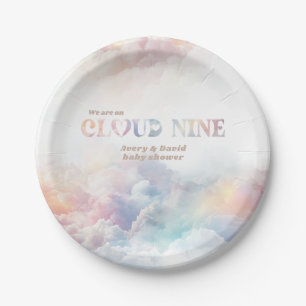 The Cloud Nine Rainbow fluffy cloud Baby Shower Paper Plates
