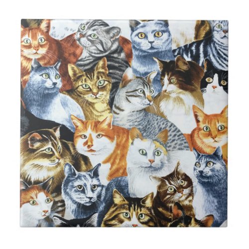 The Clowder of CATS Ceramic Tile