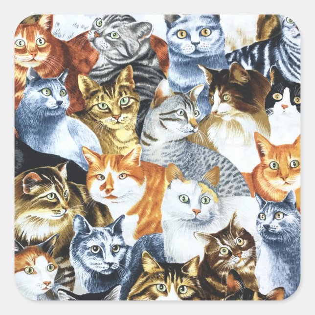 The Clowder of CATS Square Sticker (Front)