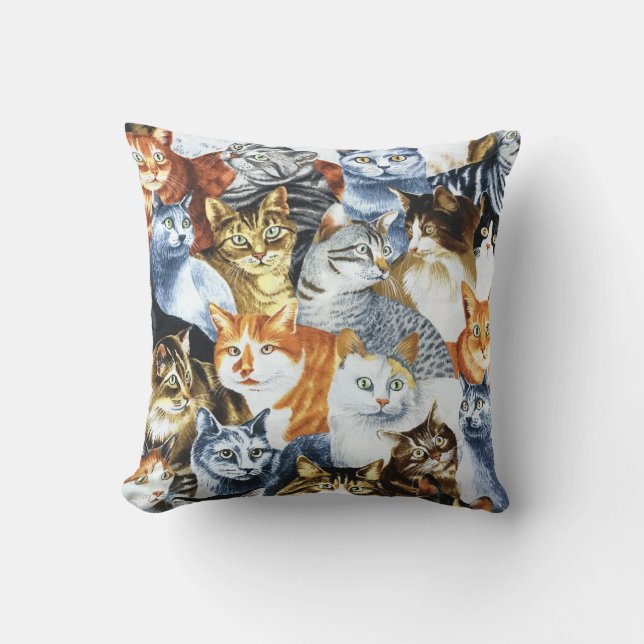 The Clowder of CATS Throw Pillow (Front)