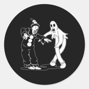 The Clown And Ghost Dancing Classic Round Sticker