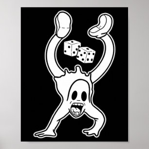 The Clown Ghost Lucky Dice Handstand Gothic Cartoo Poster