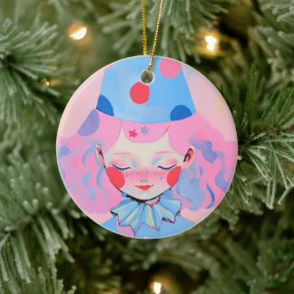 The Clown with Pink Hair Ceramic Ornament