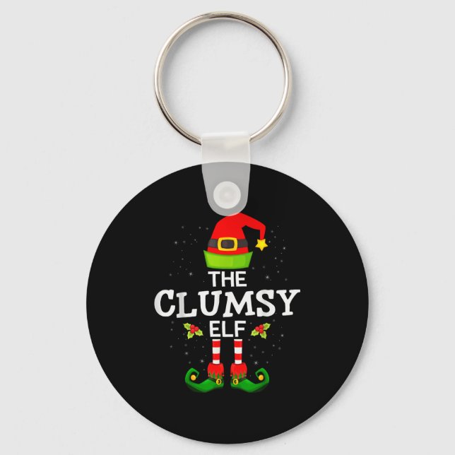 The Clumsy Elf Christmas Family Matching Pajama  Keychain (Front)