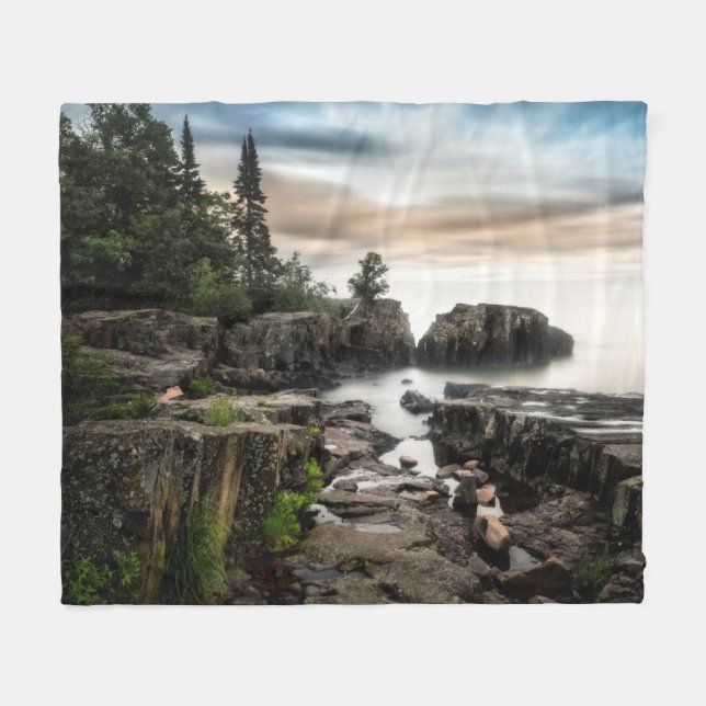 The Coast of Lake Superior | Minnesota Fleece Blanket (Front (Horizontal))