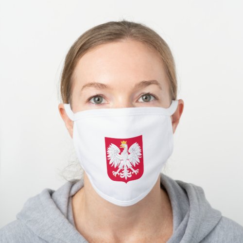 The coat of arms of Poland White Cotton Face Mask