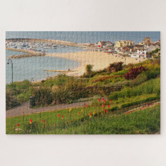 The Cobb and gardens, Lyme Regis, Dorset, England Jigsaw Puzzle