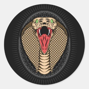 The Cobra Head Classic Round Sticker by MalaysiaGiftsShop at Zazzle