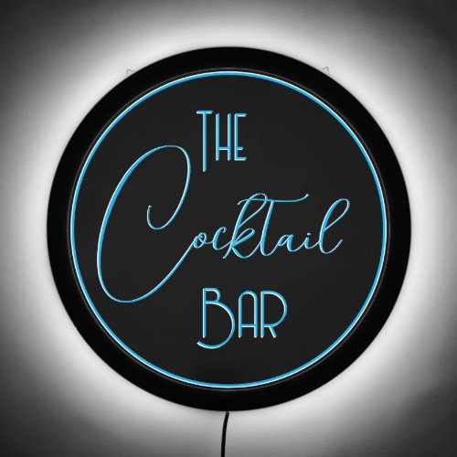 The Cocktail Bar Blue Party Room  LED Sign