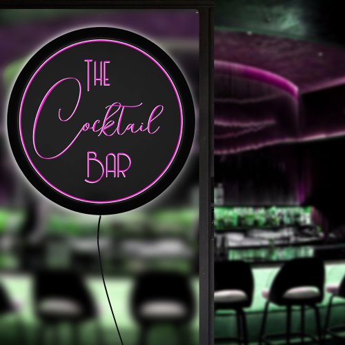The Cocktail Bar Pink Party Room  LED Sign