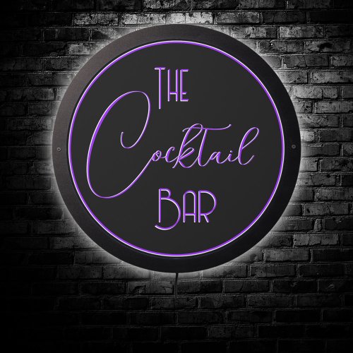 The Cocktail Bar Purple Party Room  LED Sign