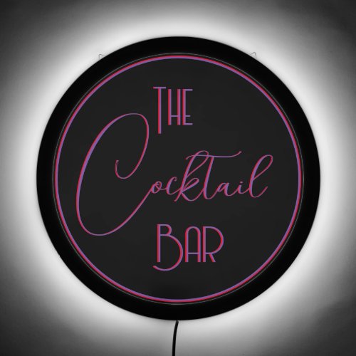 The Cocktail Bar Purple Red Party Room  LED Sign