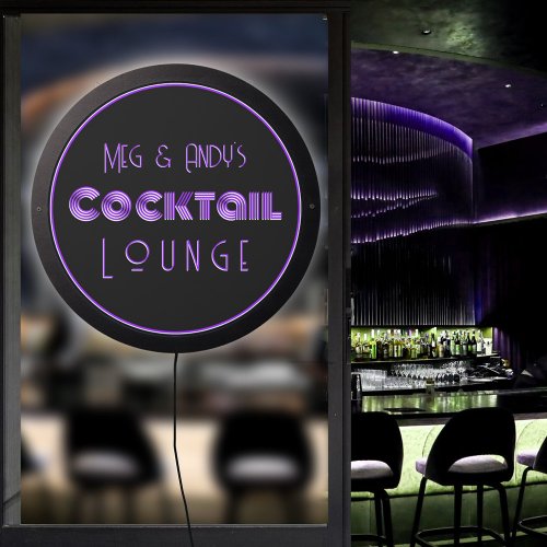 The Cocktail Lounge Purple Add Your Names LED Sign