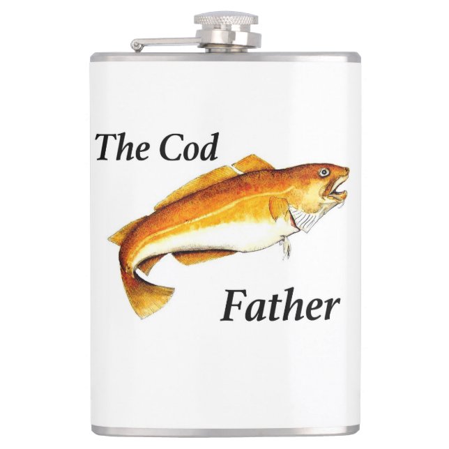 The Cod Father ideal fishing present. Flask (Front)