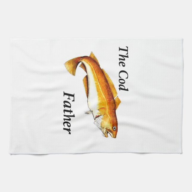 The Cod Father ideal fishing present. Kitchen Towel (Horizontal)