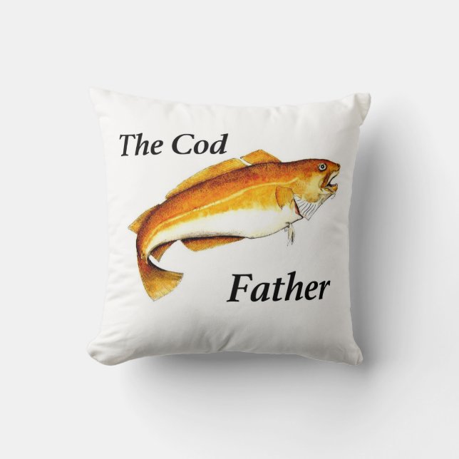 The Cod Father ideal fishing present. Throw Pillow (Front)