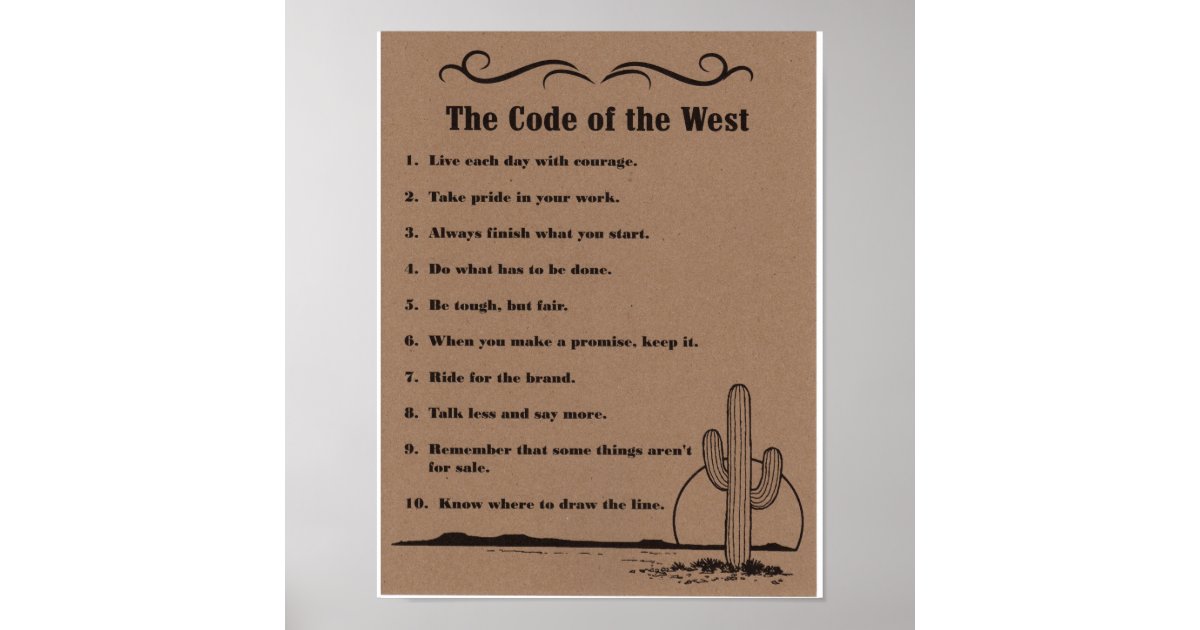 The Code of the West Poster | Zazzle