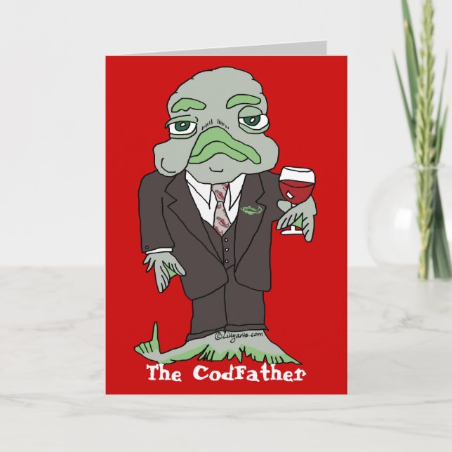 The Codfather Cartoon Fish Custom Greeting Card (Front)