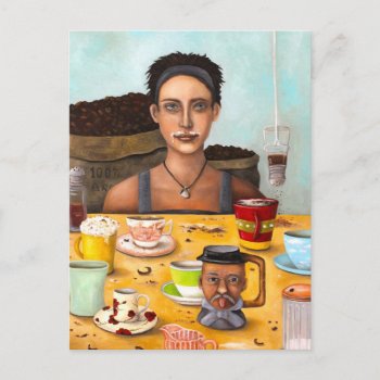 The Coffee Addict Postcard by paintingmaniac at Zazzle
