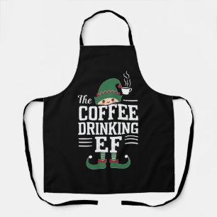 The Coffee Drinking Elf Family Matching Christmas Apron