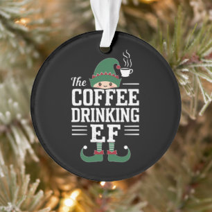 The Coffee Drinking Elf Family Matching Christmas Ornament