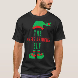 The Coffee Drinking Elf Matching Family Christmas T-Shirt
