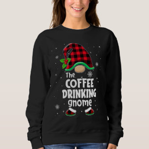 The Coffee Drinking Gnome Buffalo Plaid Christmas  Sweatshirt