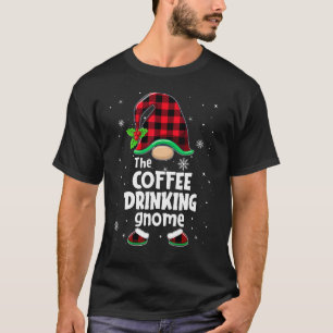The Coffee Drinking Gnome Buffalo Plaid Christmas  T-Shirt