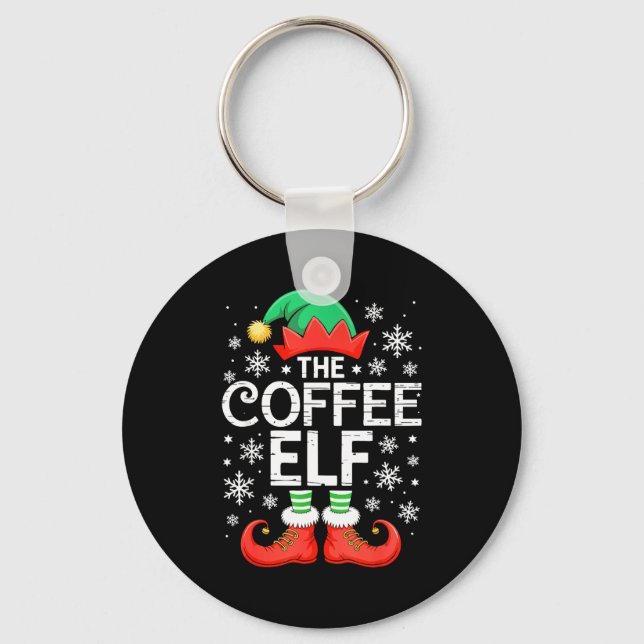 The Coffee Elf Shirt Men Women Family Matching Chr Keychain (Front)