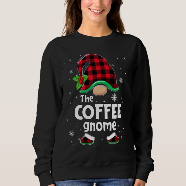 The Coffee Gnome Buffalo Plaid Christmas Matching  Sweatshirt (Front)