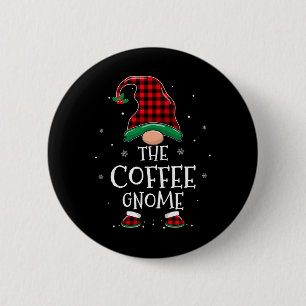 The Coffee Gnome Xmas Family Matching Plaid Christ Button