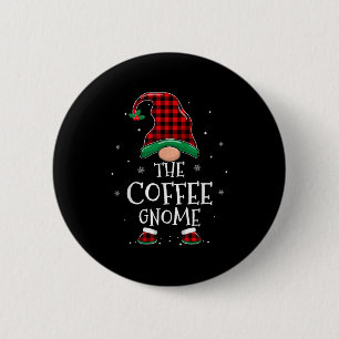 The Coffee Gnome Xmas Family Matching Plaid Christ Button