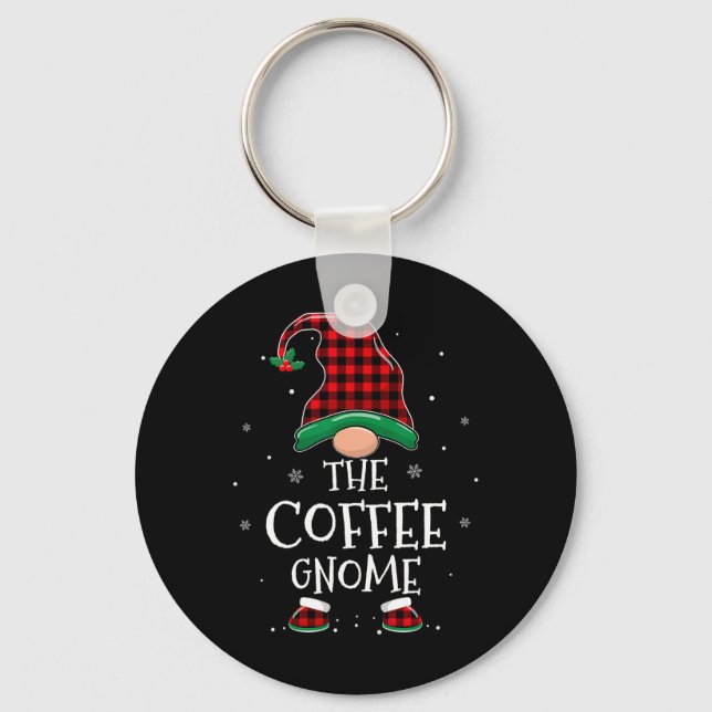The Coffee Gnome Xmas Family Matching Plaid Christ Keychain (Front)