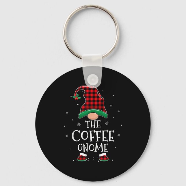 The Coffee Gnome Xmas Family Matching Plaid Christ Keychain (Front)